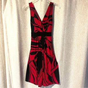 7/8 Red Black Dress by B Darlin Flows aline 95% poly 5% spandex Ties in …
